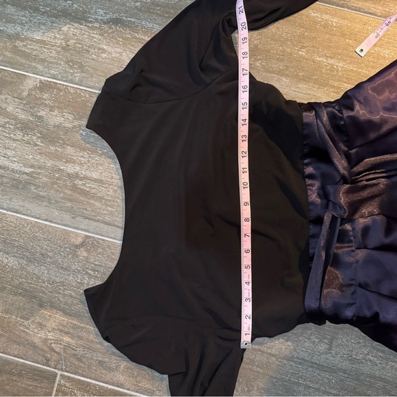 SLNY Black, Purple and Red ombré Pleated Tiered Gown - Picture 11 of 13